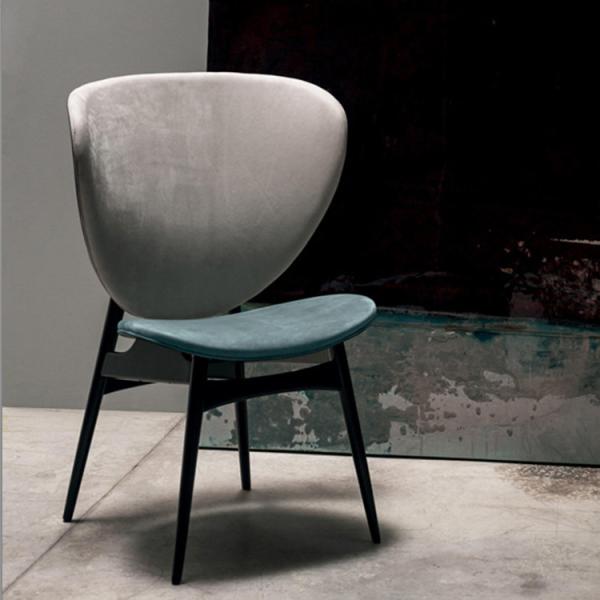 ALVARO White Upholstered Dining Chairs With Glossy Black Stained Beech Frame