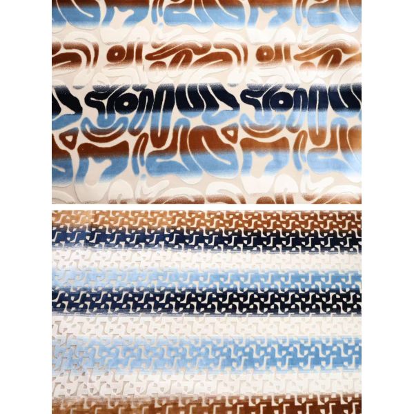 Gradient Geometric Jacquard Velvet with Color Stripes---Homelike
