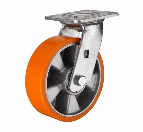 Unite brand 4-8 inch Swivel aluminium core PU wheel for heavy duty caster with total brake rotating castors