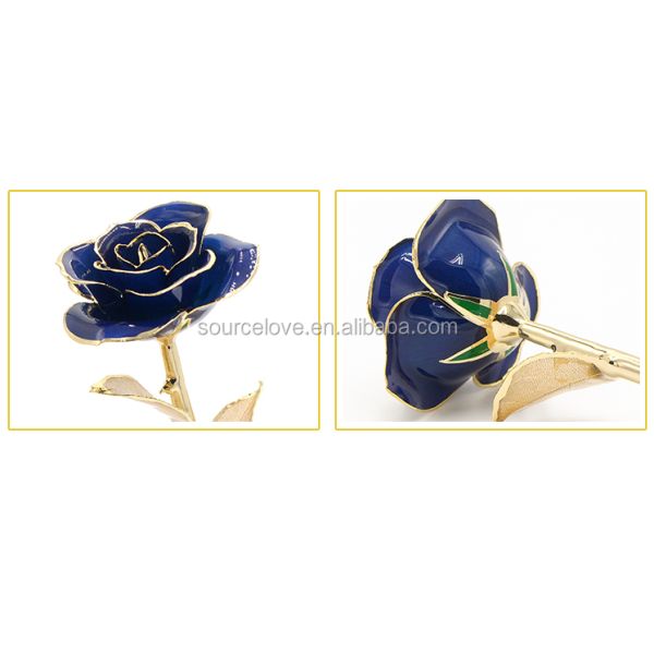 Gold Plated Rose with Gold Leaf Flower Girlfriend Gift 24k Gold Plated Natural Rose for Valentine's , Mother's Day Gifts