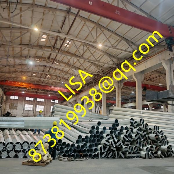 45FT Hot-dip Galvanized Octagonal Distribution Steel Poles with Anti-corrosion Bitumen Painting and Sack Wrap