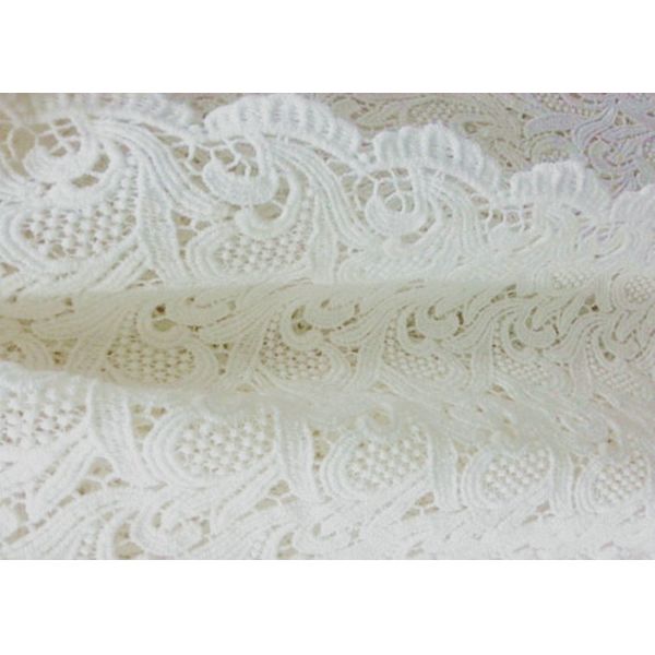 Ткань шнурка античного хлопка Скаллоп Бридал, расстворимая в воде ткань шнурка цветка для одежды