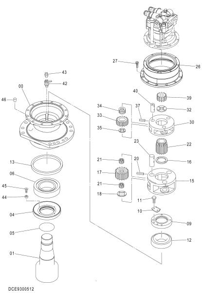 Redução Assy For Hitachi do balanço de Machine Swing Gearbox ZX470LC-5G 9300512 da máquina escavadora