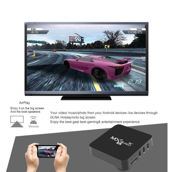 Набор медиа-проигрывателя MXQ обломока 2.4G 5G WiFi 4K Google Youtube ROM Amlogic S905W RAM 16GB коробки 2GB ТВ андроида 7,1 MXQ Pro умный