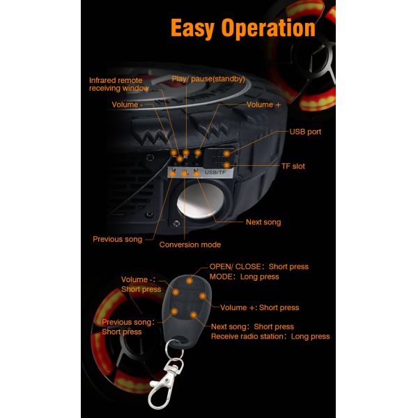 12V 2KG Tyre Motorcycle Mp3 Audio Alarm System Voice Control