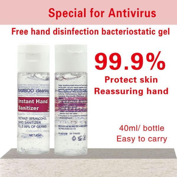 Sanitizer imediato descartável da carta branca da lavagem 40ml antimicrobial com álcool de 70%