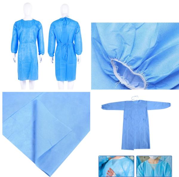 White List Factory Medical PP Non Woven Blue Disposable Isolation Gown