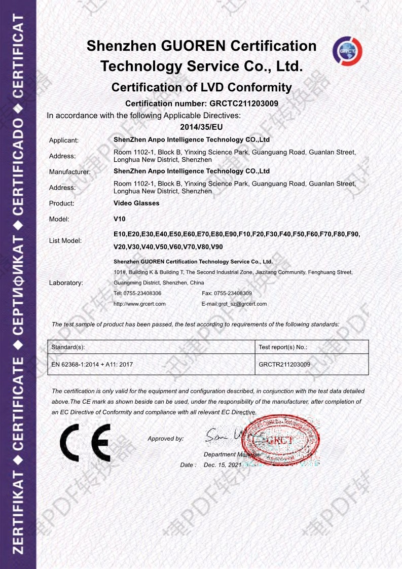 Shenzhen Anpo Intelligence Technology Co., Ltd. Сертификации