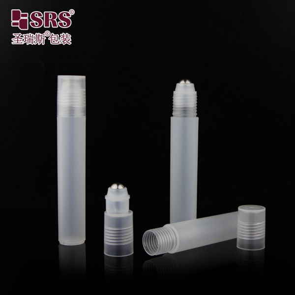 Round Clear Matte Glossy PP PCR Plastic Roller Steel Ball Massage Roll On Bottle 15ml