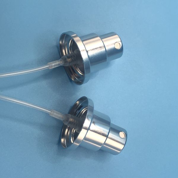 Silver Perfume Pump with a Consistent Controlled Mist Resistant Metallic Finish