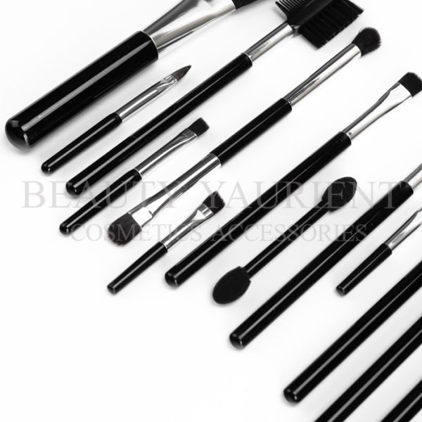 Portable Travel Mini Makeup Brush Set 14pcs Black Handle Vegan Makeup Brushes