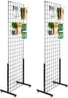 Présentoirs personnalisés en fil métallique noir avec crochets de suspension, présentoir en grille métallique