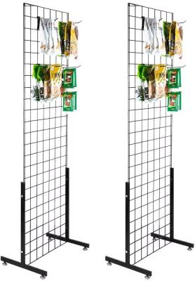 Customized Black Metal Wire Display Racks Hanging Hook Metal Grid Display Rack