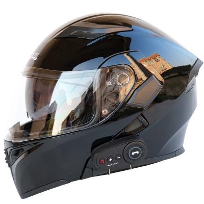 DOT Approval Double Lens M/L/XL/XXL Motorcycle Smart Flip Up Intercom Wireless Blue tooth Helmet black color