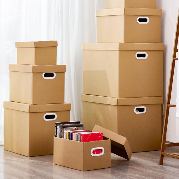 Spot Kraft paper Corrugated Cardboard Shipping Box with Large Capacity Moving and Packing Storage Clothes Toys Miscellaneous Items Sorting with Lid Boxes