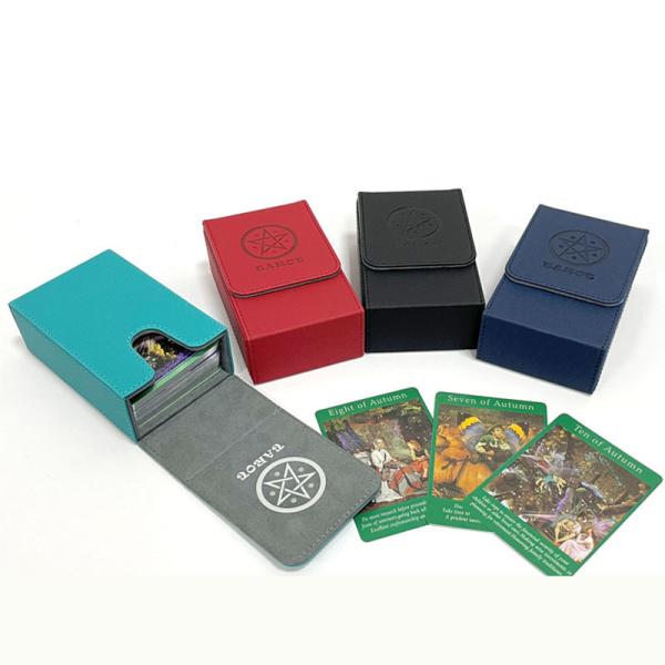 Boîte de porte-cartes de tarot en cuir PU 80+ Boîte de jeu de cartes personnalisée Thallo