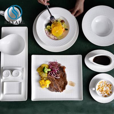 Round Minimalist Modern Porcelain Dinnerware Sets Solid Pure White