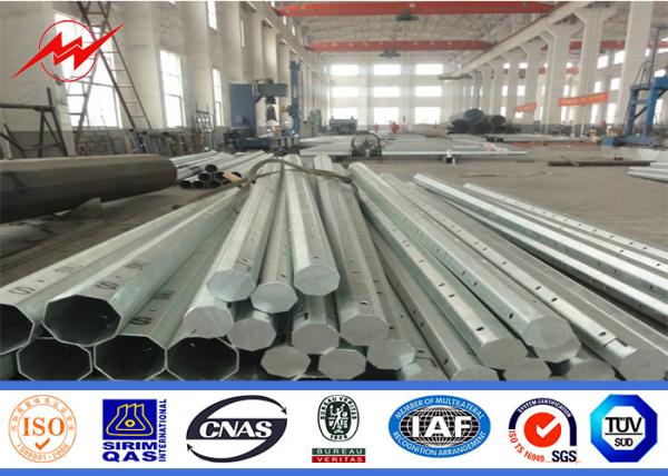 1250KG Load Weight 8 sides Galvanized Steel Pole 8M Light Weight 10 KV - 550 KV