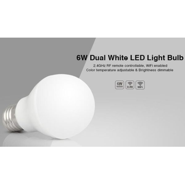 Milight Wifi 6W Dual White LED Light Bulb 2.4G RF remote CCT adjustable 3000K to 6000K E27 LED Bulb with IOS APP