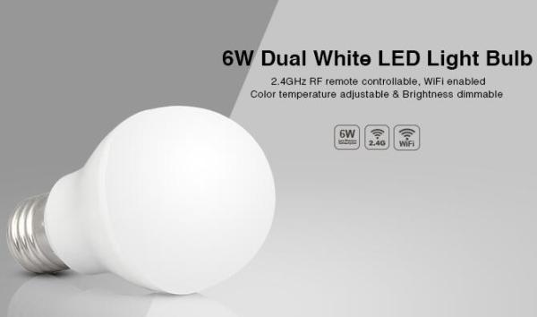 Milight Wifi 6W Dual White LED Light Bulb 2.4G RF remote CCT adjustable 3000K to 6000K E27 LED Bulb with IOS APP