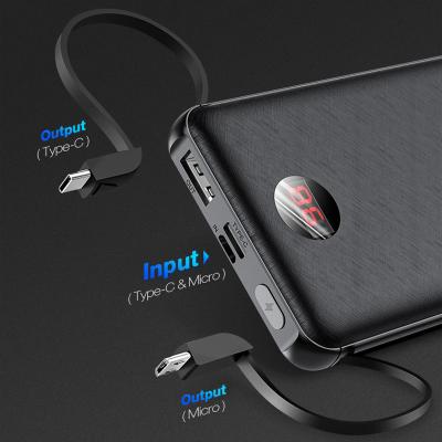 banco inerente do poder do cabo de 10000mAh 8 Pin Micro USB com exposição do LCD