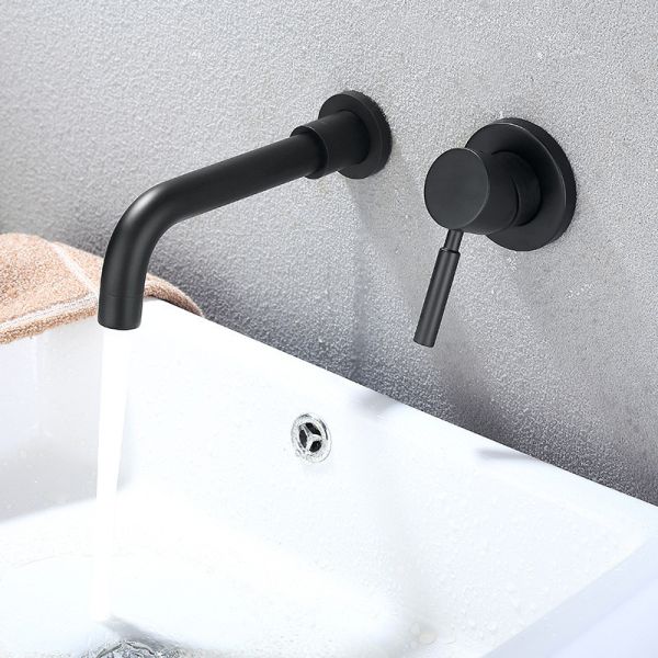 Basin Faucet Waterfall Single Hole Cold Hot Water Tap Black Brass Wall Mixer Tap