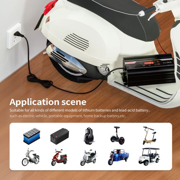 30A Lithium Battery Charger Smart Digital Display Intput 250V Lithium Battery Charger 12v