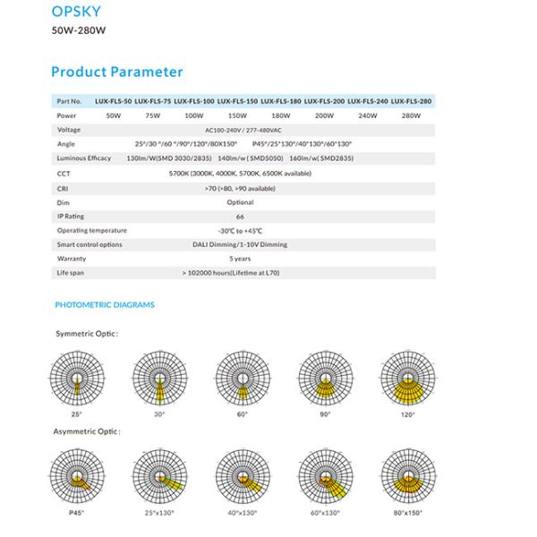 Tennis Court Lighting LED Outdoor Floodlight 50W To 280W Sports Pitch Luminaire IP67