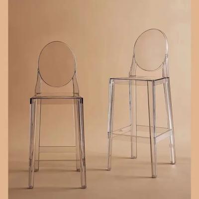 Clear Acrylic Stackable Bar Stools with Curved Backrest