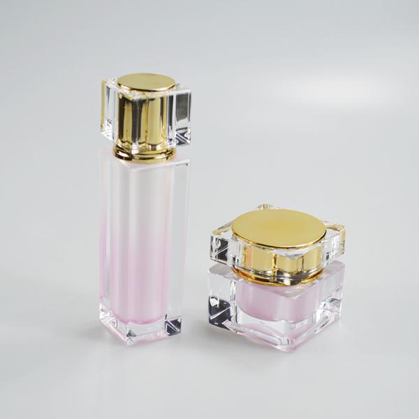 30g Container quadrado frasco de creme acrílico rosa frasco de plástico para produtos de cuidados da pele de luxo