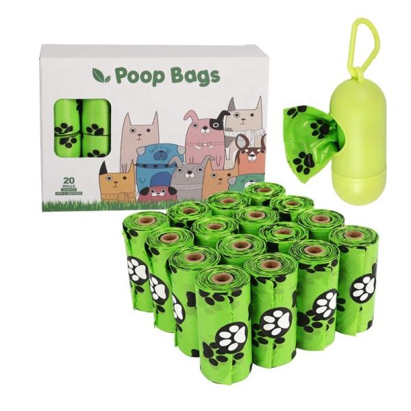 Saco biodegradável de cocô para cães Tamanho personalizado aceito para sacos de lixo para cães de estimação Amido de milho