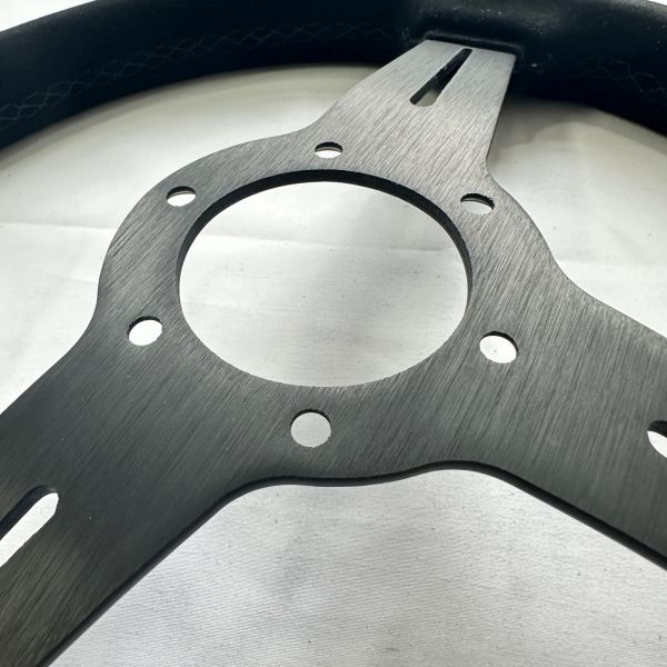 DELUXON 350mm Diameter Racing Steering Wheel With 35mm Dish , Black Suede , 5 MM 6061 Aluminum Alloy Black Spoke
