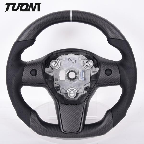 White Black Yoke Model Y Tesla Carbon Fiber Steering Wheel Plain Weave High Quality