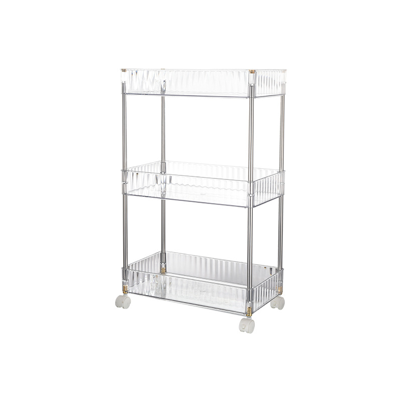 Trolley Storage Rack Transparent Multi-floor Movable Living Room Kitchen Household Bathroom Debris Storage Rack