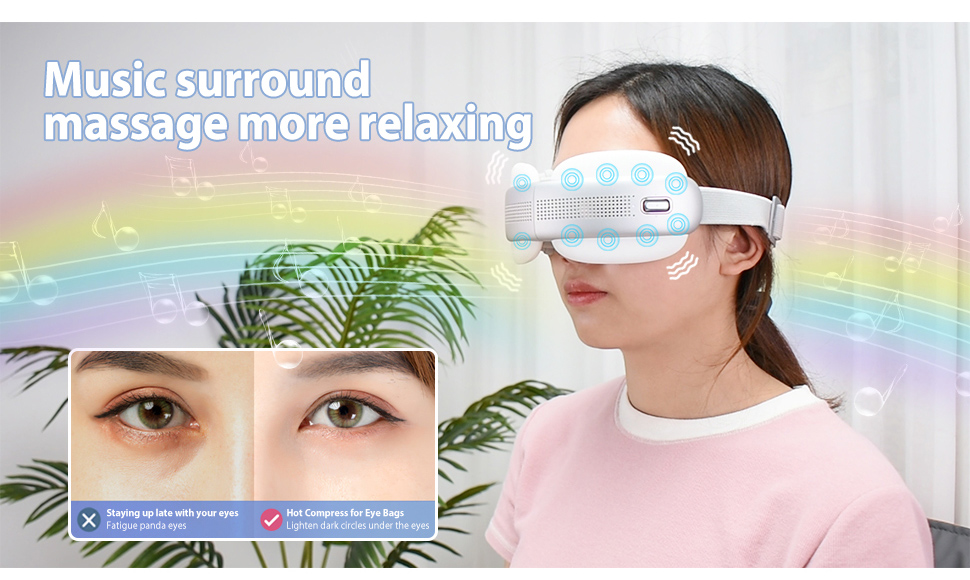 Wireless Air Pressure Vibration Massage Digital Eye Massager for Eye Relief Eye Mask With Music