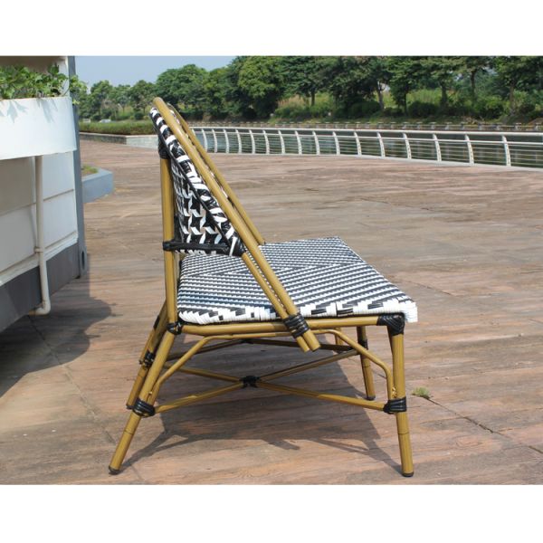 Outdoor Garden Patio French Bistro Cafe Aluminum 2 Seater Rattan Bench Chair