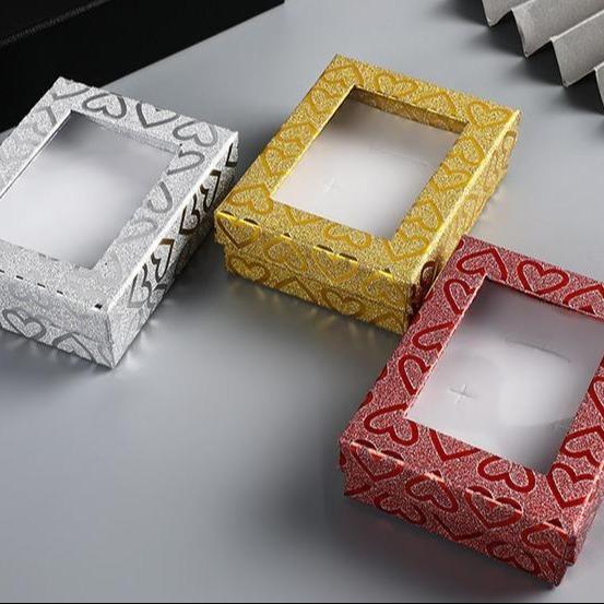 Wholesale Colorful Heart Window Jewelry Packaging Boxes Custom Paper Gift Boxes For Earrings Studs And Rings