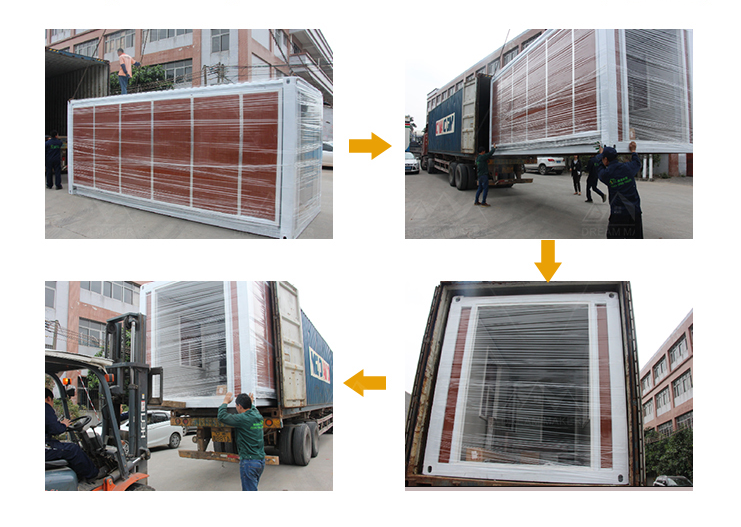 Spacious Design Steel Frame Expandable Prefab House Natural Wood Finish