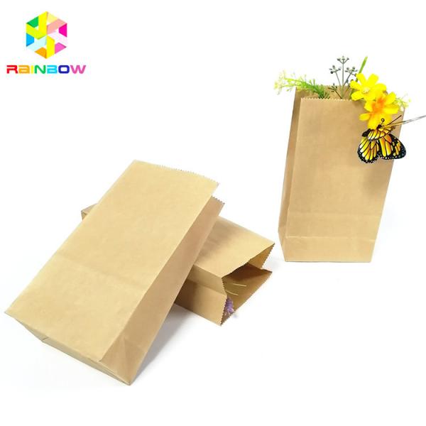 Food Grade Kraft Paper Flat Bottom Bag Biodegradable Grease Proof Snack Packaging