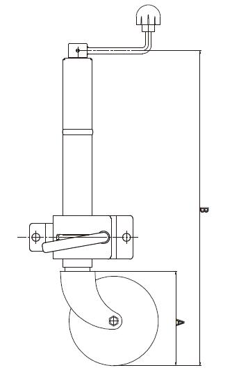 350kg Capacity Trailer Jockey Wheel 6'' Wheel No Clamp 240mm Lift