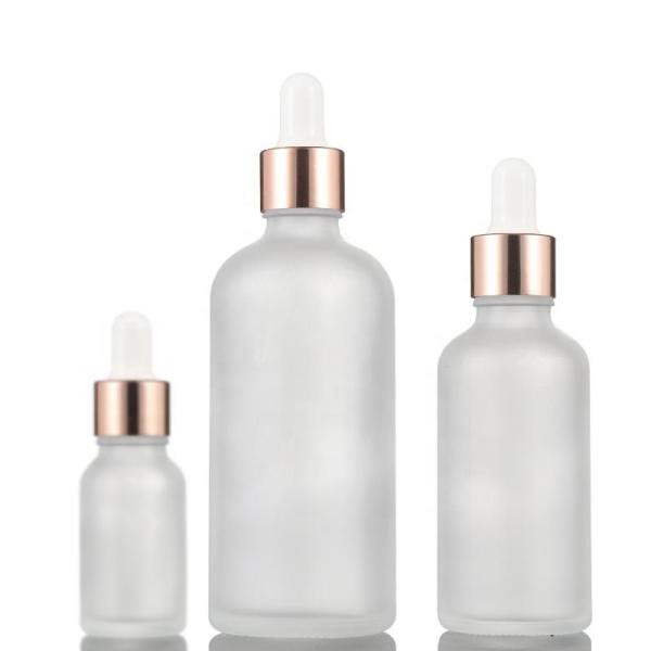 Frosted Transparent Essential Oil Glass Bottles 5ml-100ml With Rose Gold Dropper