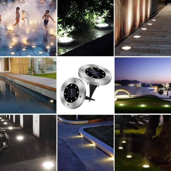 Solar Ground Lights, 8 LED Inground Solar Lights, Solar Powered Garden Lights for Outdoor Pathway Lawn Yard Patio Walkway