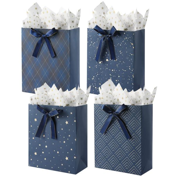 Custom Beautiful Boutique Jewelry Gift Packaging Shopping Tote Paper Bags With Bowknot