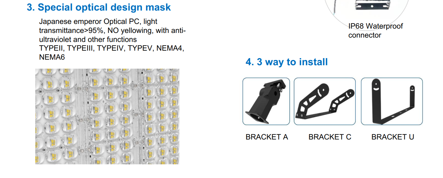 5 лет гарантии 3000K/4000K/5000K/6000K светодиодный светодиодный свет Ik08 300W IP66 водонепроницаемый для аэропортов