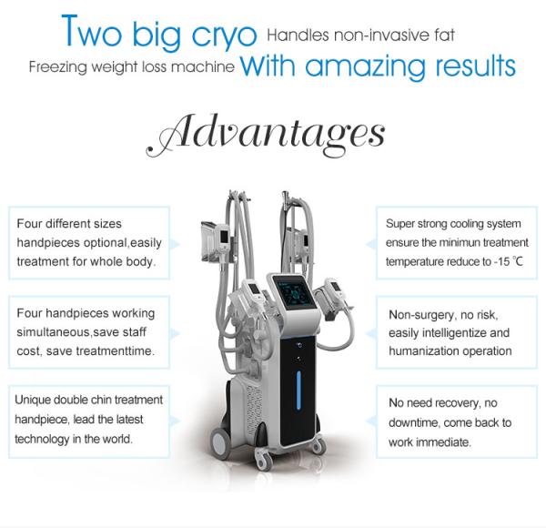 Four handles with double chin handle simultaneously cryolipolysis body shaping slimming machine