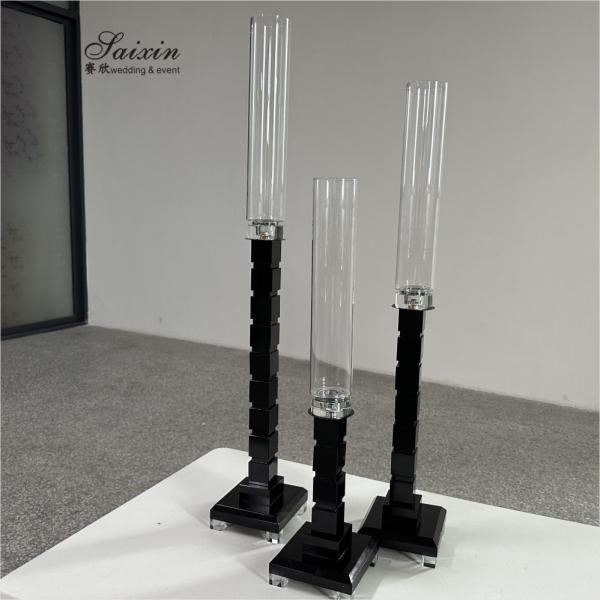 ZT-051 Metal Glass Candlestick Holder 3 pcs Set Mesa Alta Centro de Pedaço Decoração de Casamento Supplies Crystal Candlestick Holder