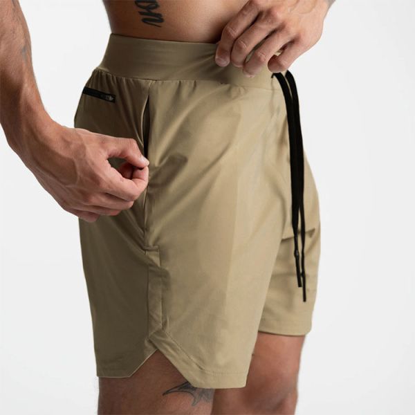 2 In 1 Athletic Training Workout Men Gym Shorts Polyester Double Layer Quick Dry