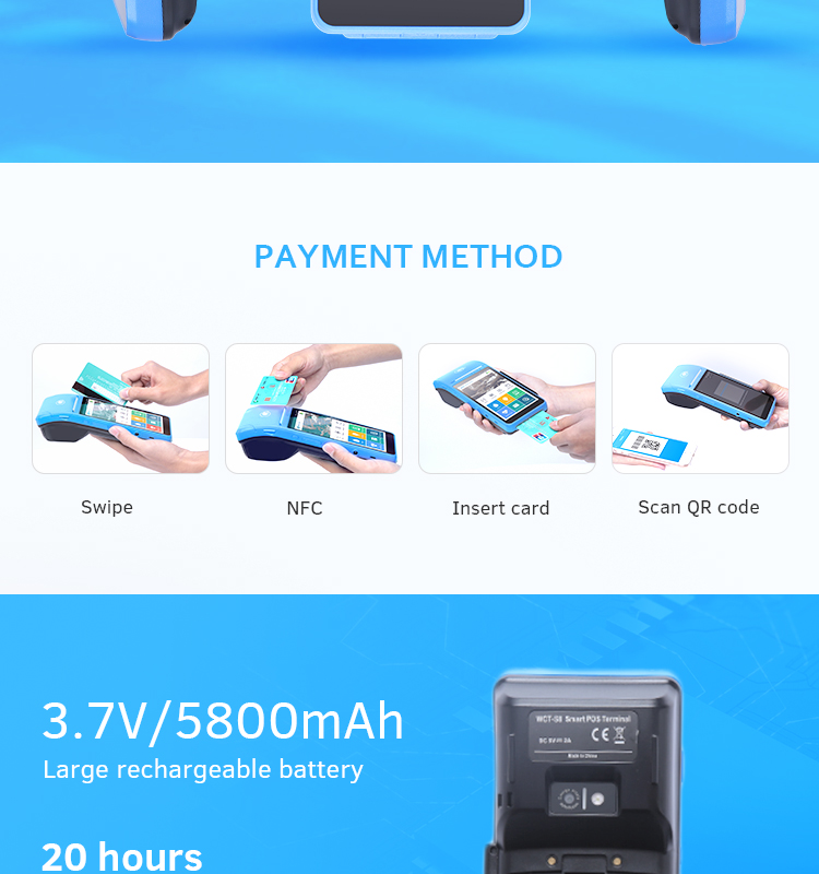 PCI системы 5800mAh Pos СЕНТЕНЦИИ MAX32555 2GB LPDDR3 терминальный с программным обеспечением