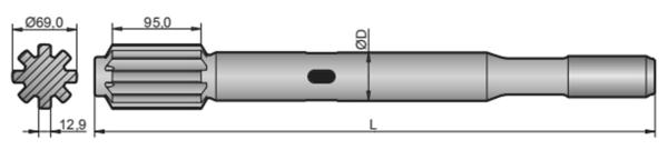Alloy Steel HL800 Rock Drill Shank Adapter