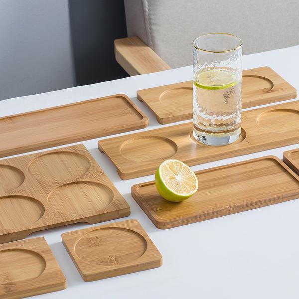 Pousa-copos natural do uísque de Tray Bamboo Wood Mat Dressed do café para a bebida